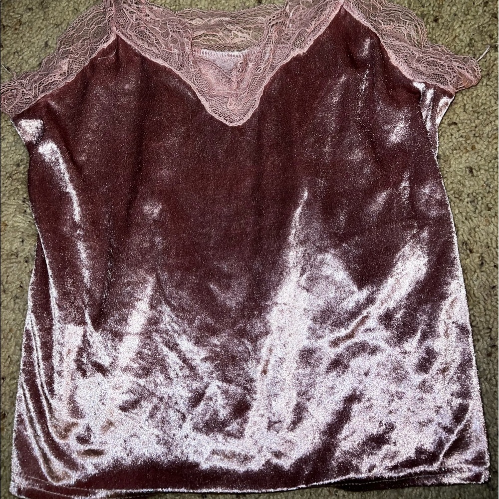 Rose gold velvet tank top